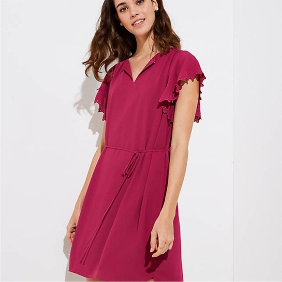 LOFT Dresses & Skirts - LOFT Mini Dress Flutter Sleeve Drawstring Waist Flowy Flattering Womens Medium